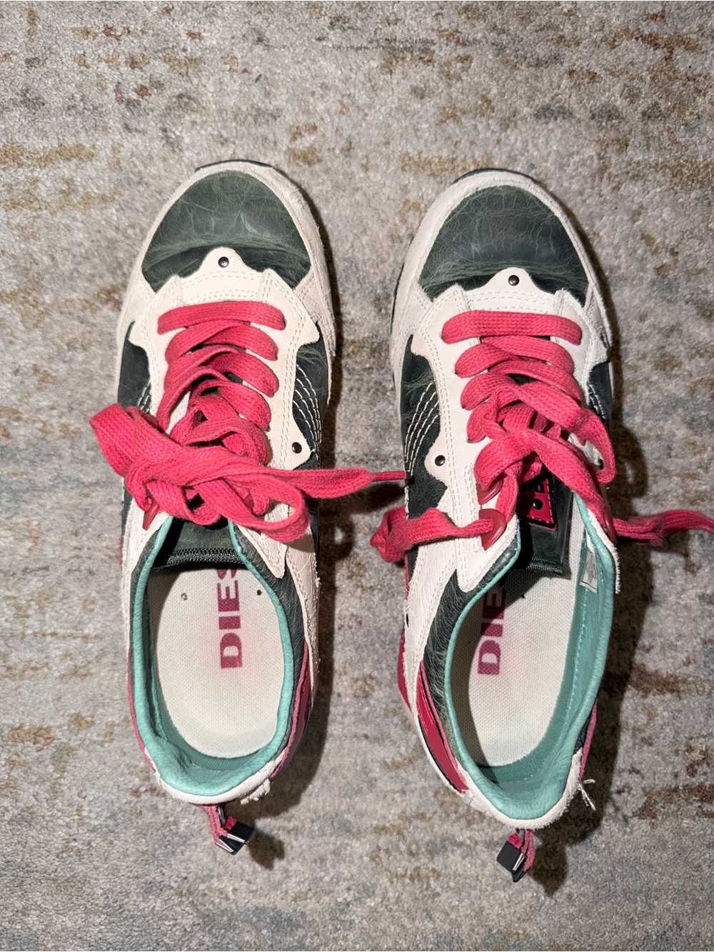 Diesel Colorblock Sneakers - Red, Green & Cream
